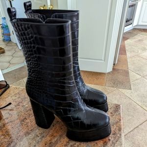 Christian Louboutin Izamayeah Black Print 130MM Boots New